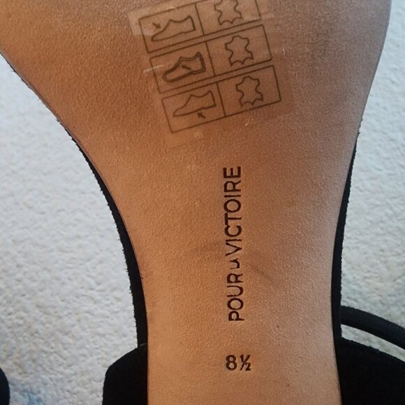 Pour la Victoire Black Leather Strappy Cork Heels Womens 8.5 - Picture 12 of 12